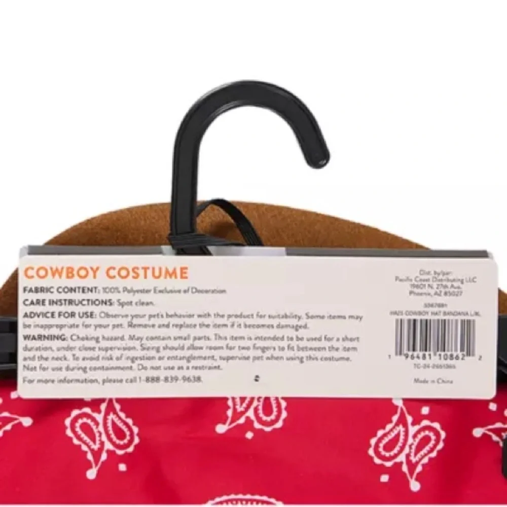 PetSmart Thrills & Chills Cowboy Hat Bandana Dog Cat Costume L/XL